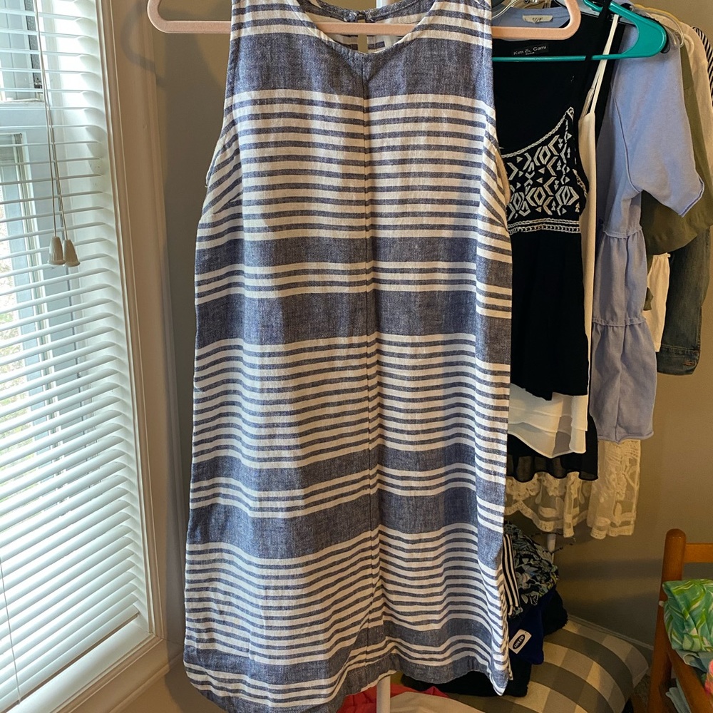 Blue and White Linen Dress